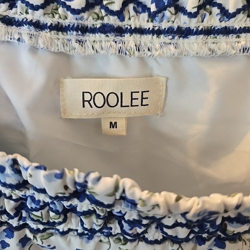 Roolee Women's Long Floral Dress Blue/white Cottagecore Peasant Fairy Sz M - Picture 9 of 16